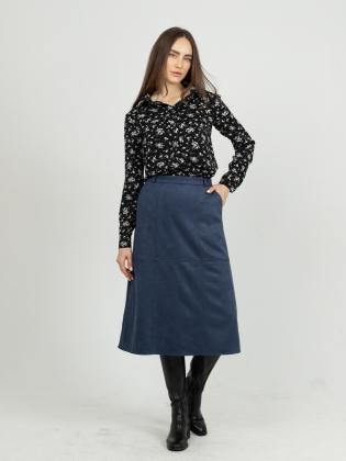 Женская одежда, замшевая юбка, артикул: 1056-0879, Цвет: синий,  Фабрика Трика, фото №1.