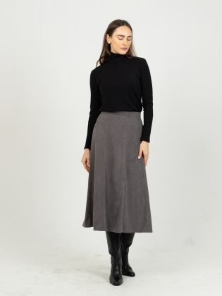 Женская одежда, вельветовая юбка, артикул: 1035-0847, Цвет: серый,  Фабрика Трика, фото №1.