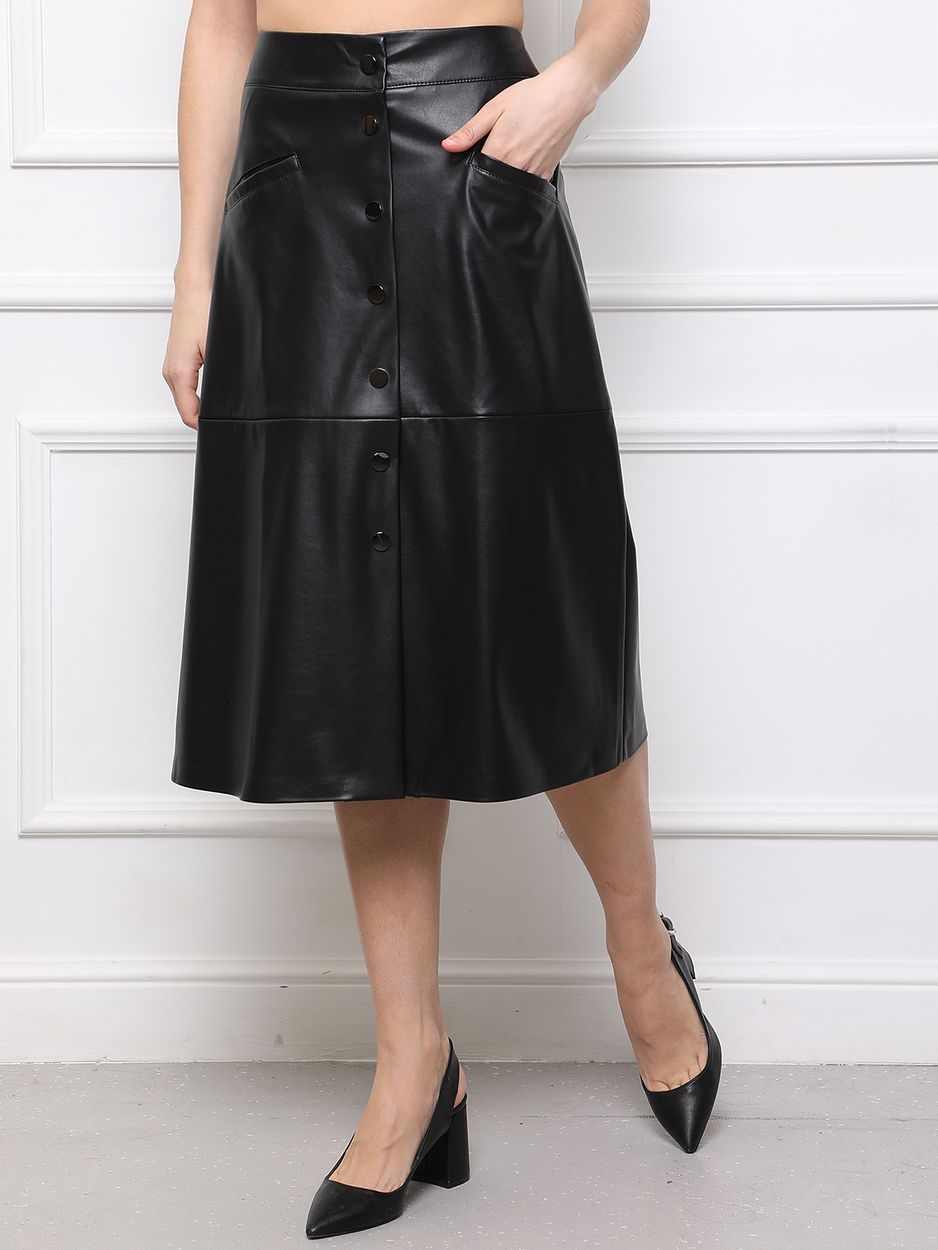Женская одежда, юбка из экокожи, артикул: 874-0194, Цвет: черный,  Фабрика Трика, фото №1
