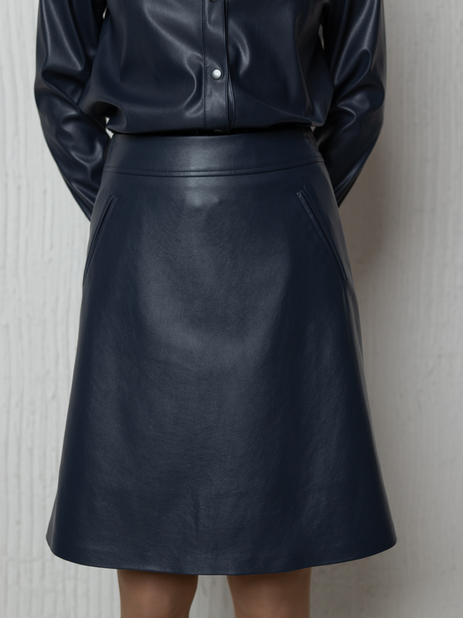 Женская одежда, юбка из экокожи, артикул: 795-0216, Цвет: синий,  Фабрика Трика, фото №1
