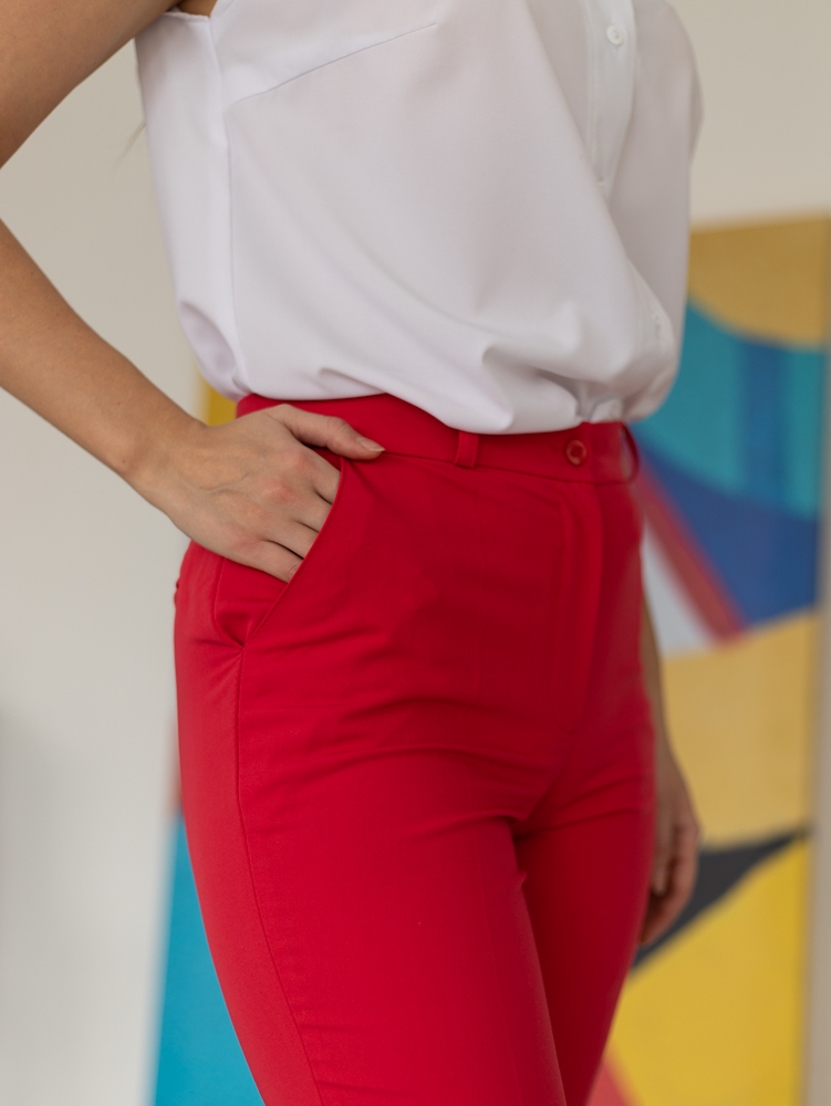 Женская одежда, брюки, артикул: 4466-0687, Цвет: красный,  Фабрика Трика, фото №1