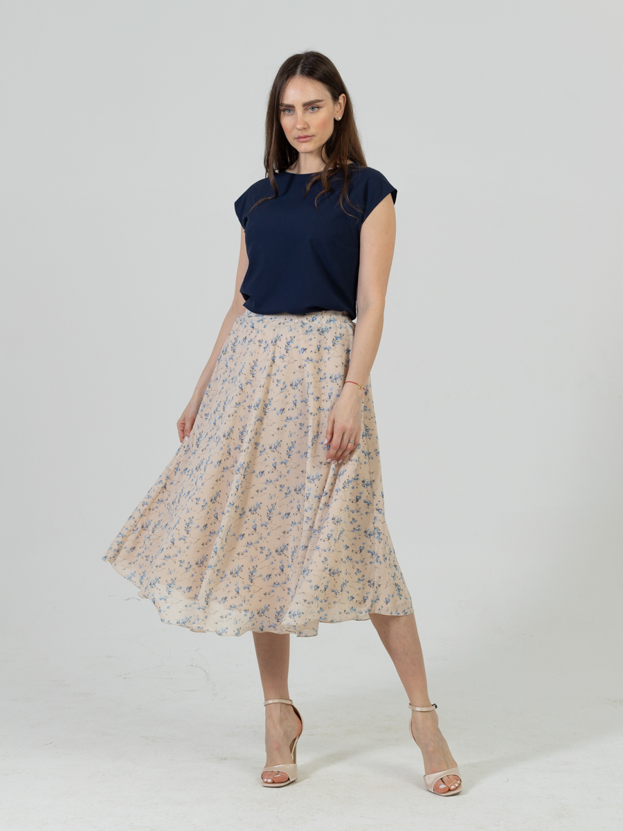 Женская одежда, шифоновая юбка, артикул: 1047-0563, Цвет: бежевый,  Фабрика Трика, фото №1