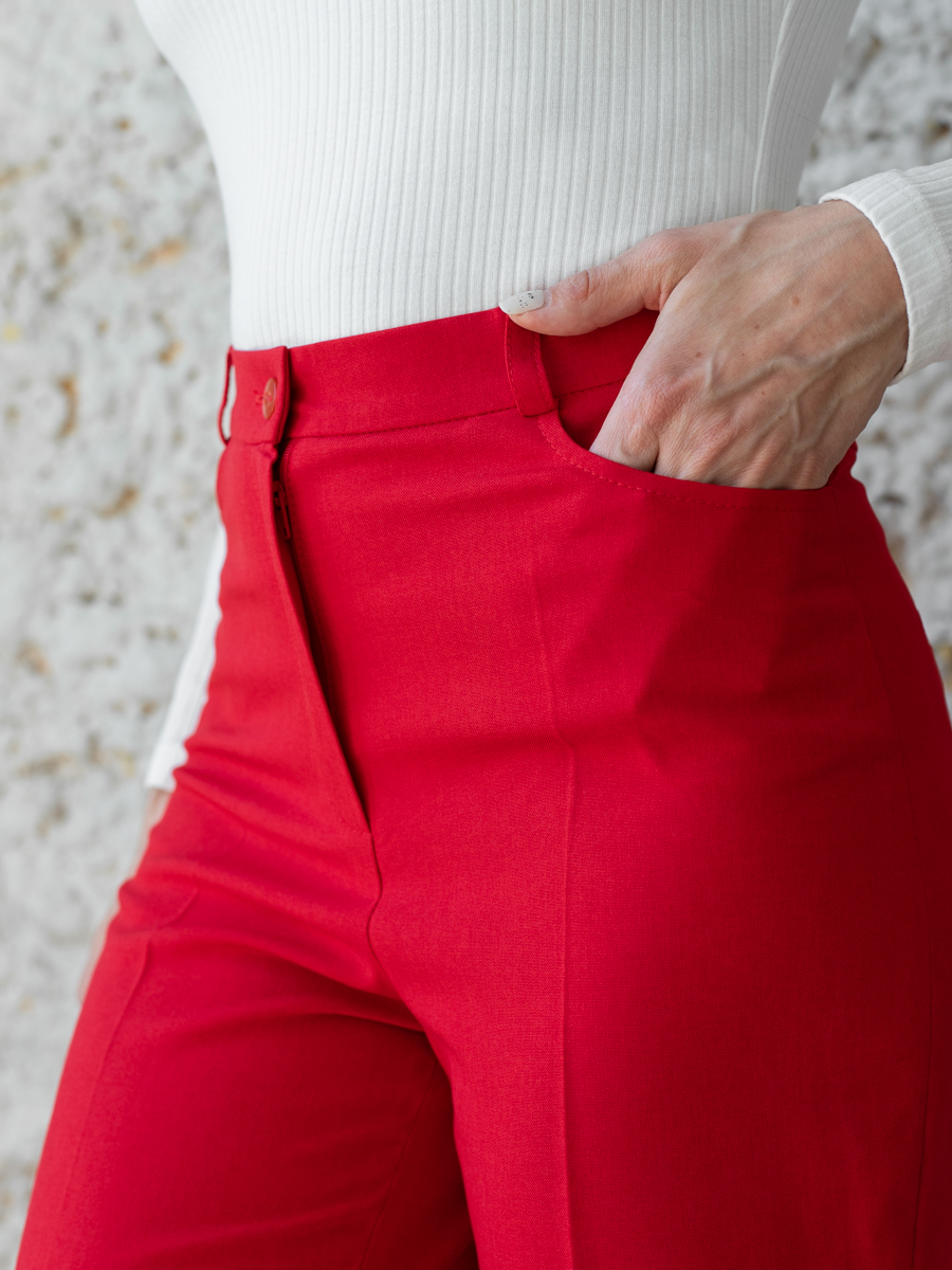 Женская одежда, брюки, артикул: 4473-0782, Цвет: красный,  Фабрика Трика, фото №1
