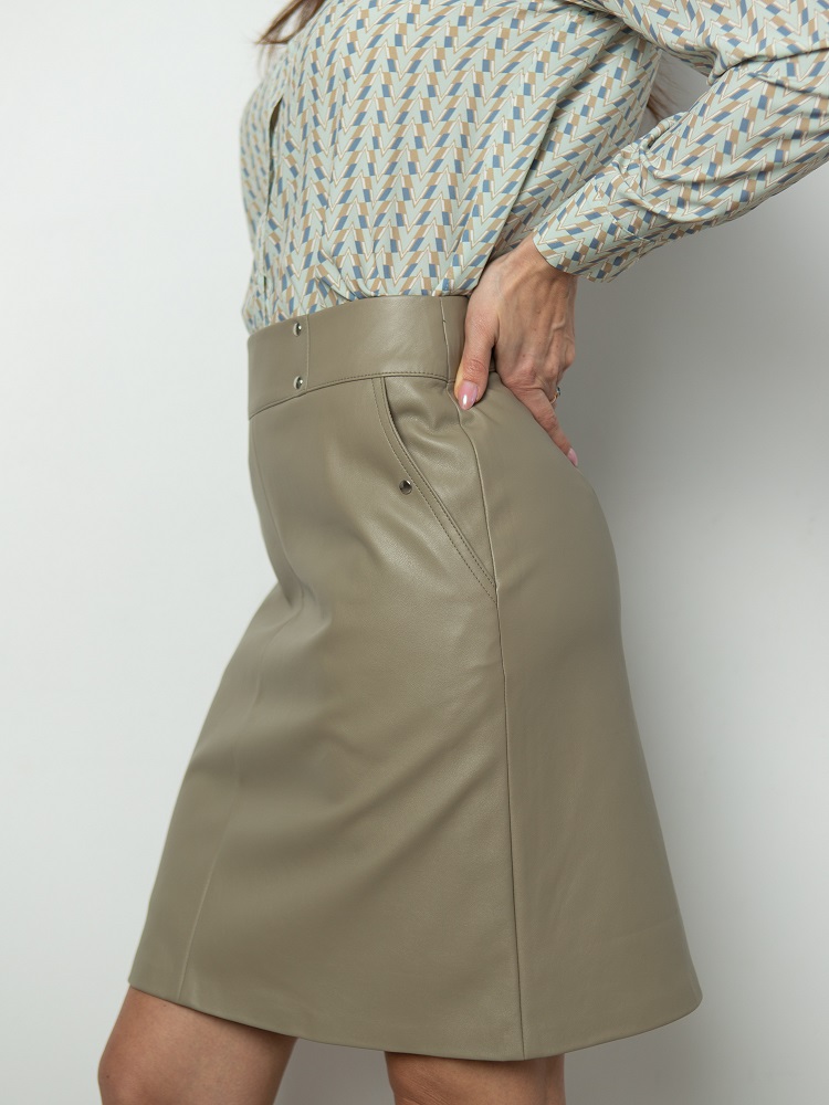 Женская одежда, юбка из экокожи, артикул: 1006-0585, Цвет: бежевый,  Фабрика Трика, фото №1