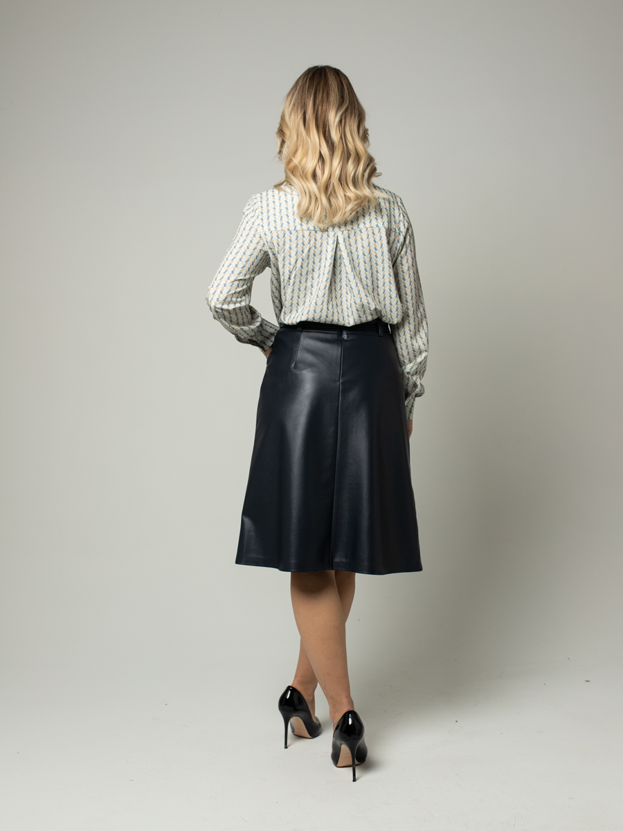 Женская одежда, юбка из экокожи, артикул: 1001-0604, Цвет: темно синий,  Фабрика Трика, фото №1