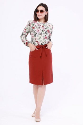 Женская одежда, юбка, артикул: 843-0392, Цвет: Терракотовый,  Фабрика Трика, фото №1.