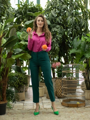 Женская одежда, брюки, артикул: 4403-0546, Цвет: зеленый,  Фабрика Трика, фото №1.