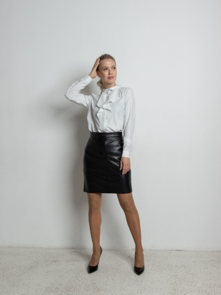 Женская одежда, юбка из экокожи, артикул: 1024-0583, Цвет: черный,  Фабрика Трика, фото №1.