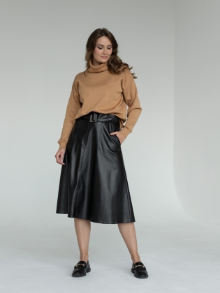 Женская одежда, юбка из экокожи, артикул: 1054-0583, Цвет: черный,  Фабрика Трика, фото №1.