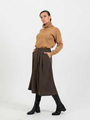 Женская одежда, вельветовая юбка, артикул: 1029-0848, Цвет: коричневый,  Фабрика Трика, фото №1.
