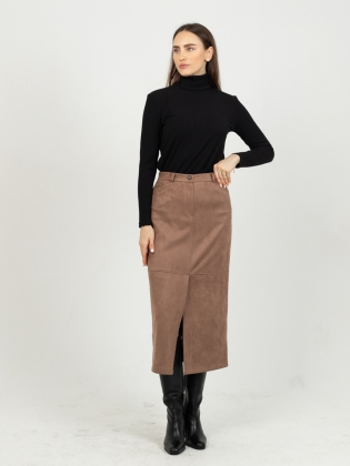 Женская одежда, замшевая юбка, артикул: 1071-0891, Цвет: бежевый,  Фабрика Трика, фото №1.