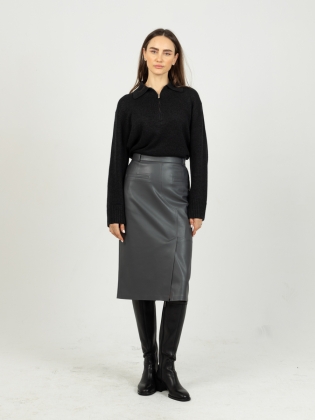 Женская одежда, юбка из экокожи, артикул: 1065-0870, Цвет: Графитовый,  Фабрика Трика, фото №1.