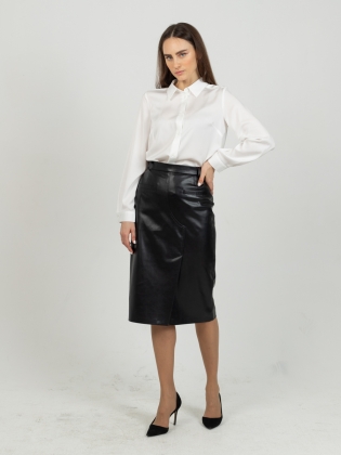 Женская одежда, юбка из экокожи, артикул: 1065-0583, Цвет: черный,  Фабрика Трика, фото №1.
