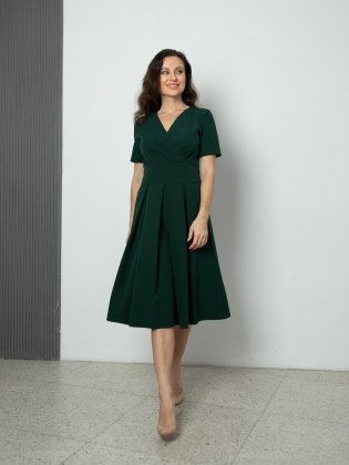 Женская одежда, платье, артикул: 416-0057, Цвет: Темно-зеленый,  Фабрика Трика, фото №1.