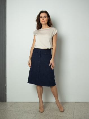 Женская одежда, вельветовая юбка, артикул: 1008-0771, Цвет: синий,  Фабрика Трика, фото №1.