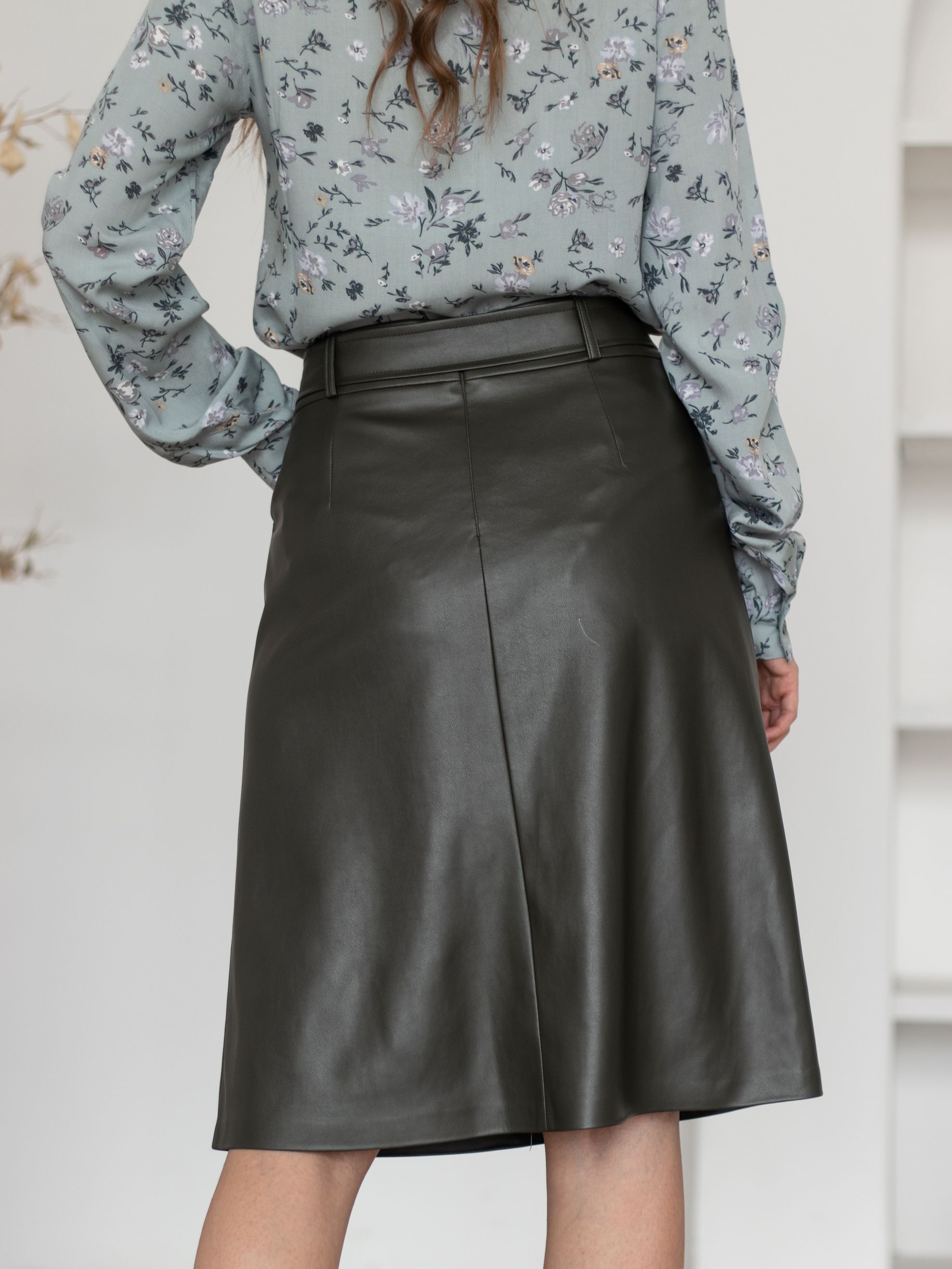 Женская одежда, юбка из экокожи, артикул: 1001-0819, Цвет: Хаки,  Фабрика Трика, фото №1