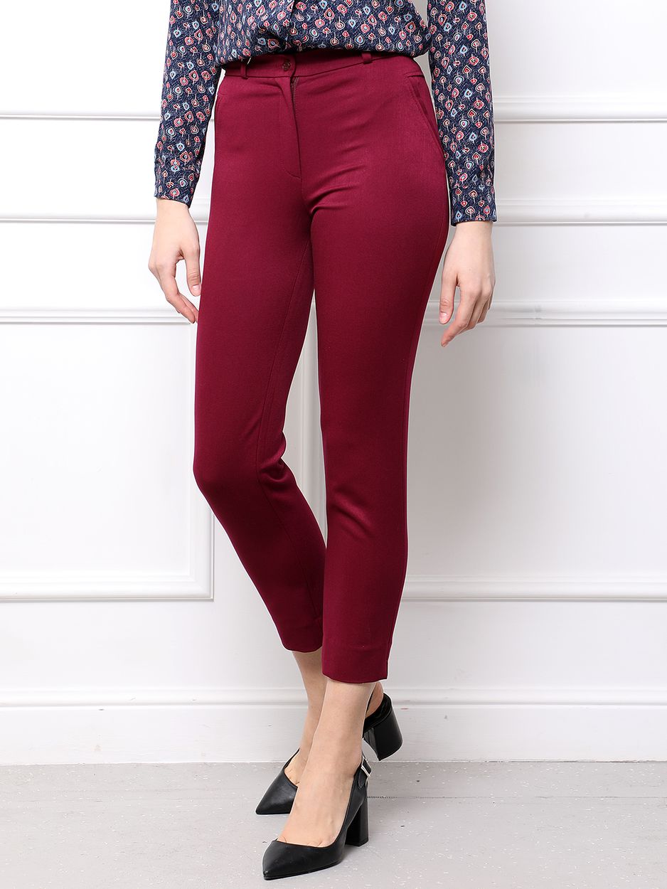 Женская одежда, брюки, артикул: 4403-0493, Цвет: Бордовый,  Фабрика Трика, фото №1