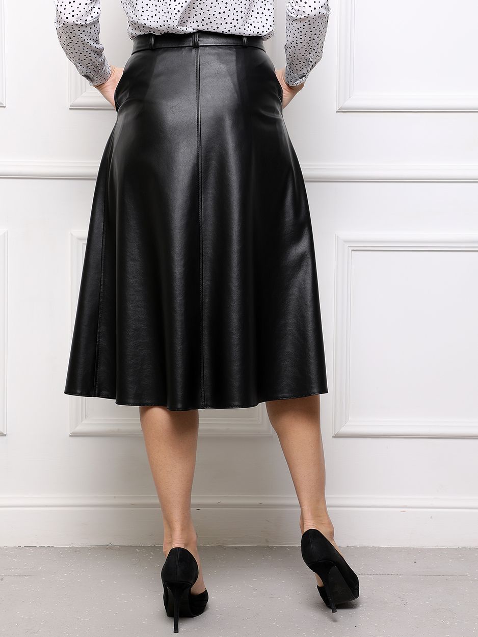 Женская одежда, юбка из экокожи, артикул: 886-0194, Цвет: черный,  Фабрика Трика, фото №1