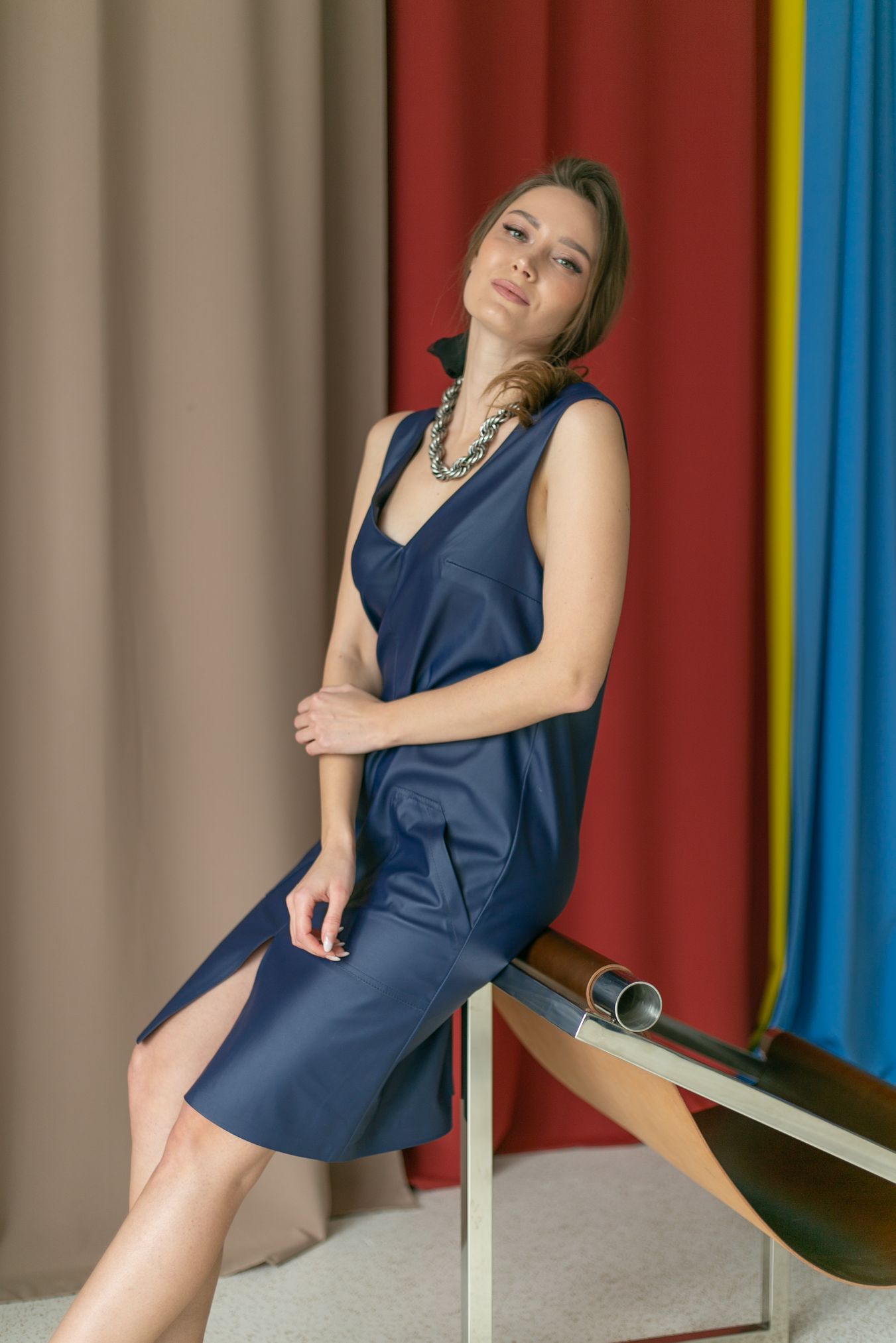 Женская одежда, сарафан, артикул: 981-0512, Цвет: синий,  Фабрика Трика, фото №1