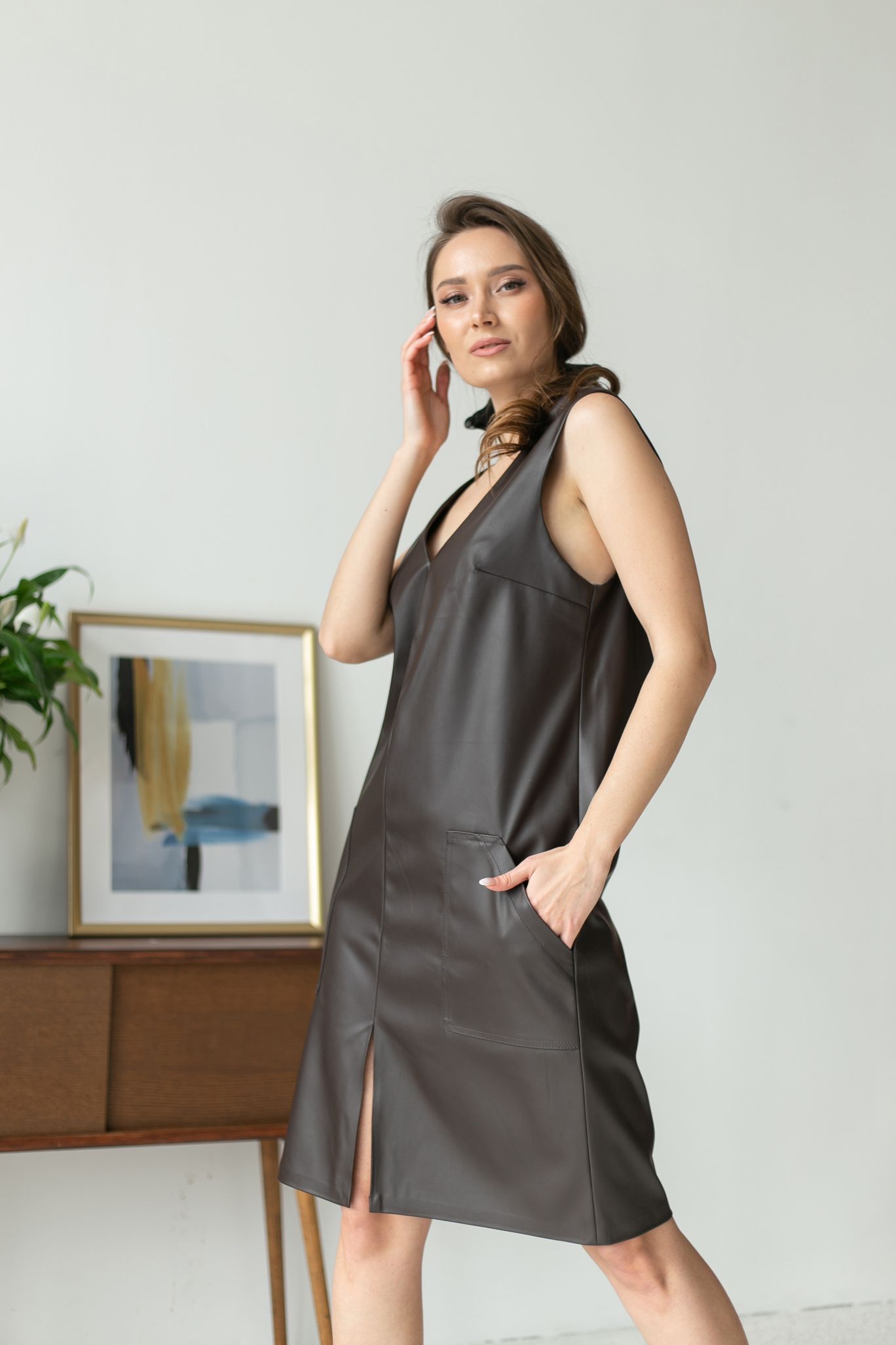 Женская одежда, сарафан, артикул: 981-0513, Цвет: коричневый,  Фабрика Трика, фото №1