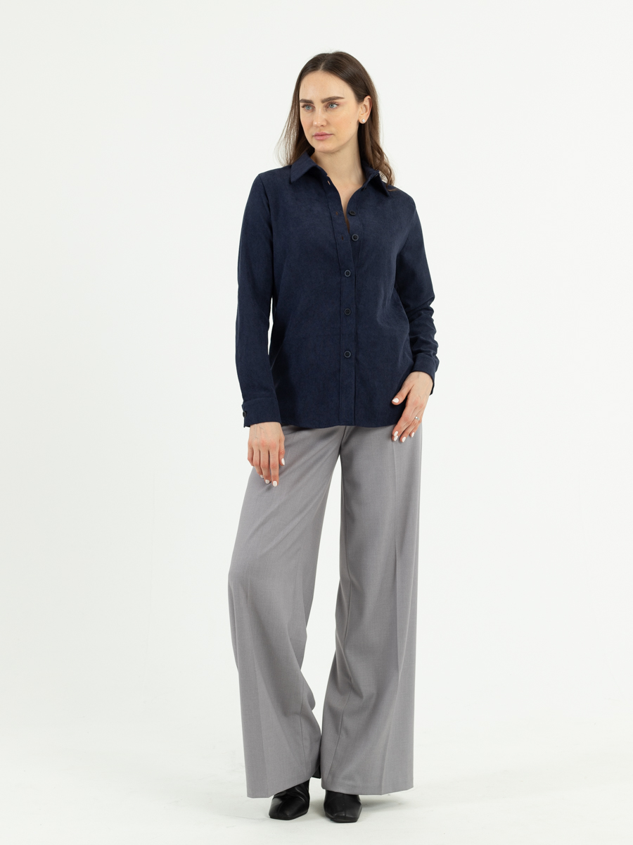 Женская одежда, вельветовая рубашка, артикул: 983-0771, Цвет: темно синий,  Фабрика Трика, фото №1