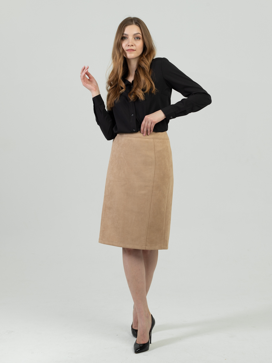 Женская одежда, замшевая юбка, артикул: 1074-0904, Цвет: бежевый,  Фабрика Трика, фото №1