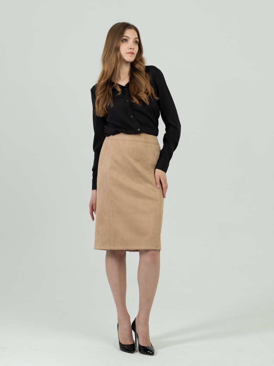 Женская одежда, замшевая юбка, артикул: 1074-0904, Цвет: бежевый,  Фабрика Трика, фото №1