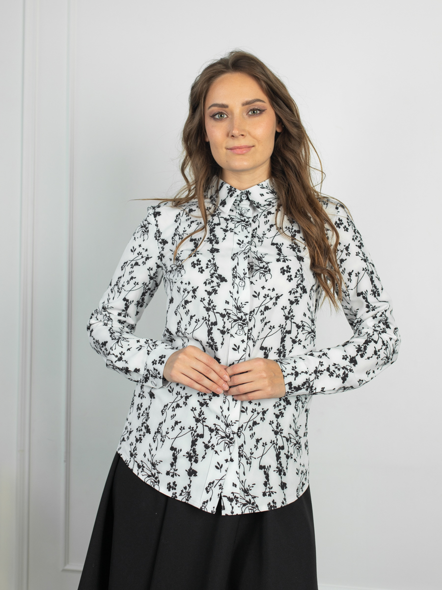 Женская одежда, рубашка, артикул: 976-0499, Цвет: белый/черный,  Фабрика Трика, фото №1