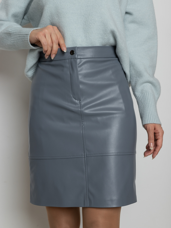 Женская одежда, юбка из экокожи, артикул: 1024-0613, Цвет: серый,  Фабрика Трика, фото №1