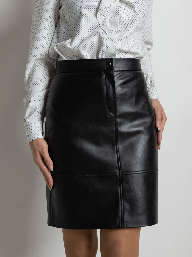 Женская одежда, юбка из экокожи, артикул: 1024-0583, Цвет: черный,  Фабрика Трика, фото №1