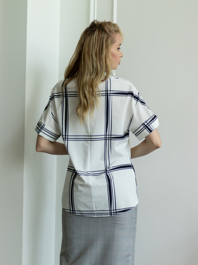 Женская одежда, рубашка, артикул: 968-0567, Цвет: Белый/темно-синий,  Фабрика Трика, фото №1