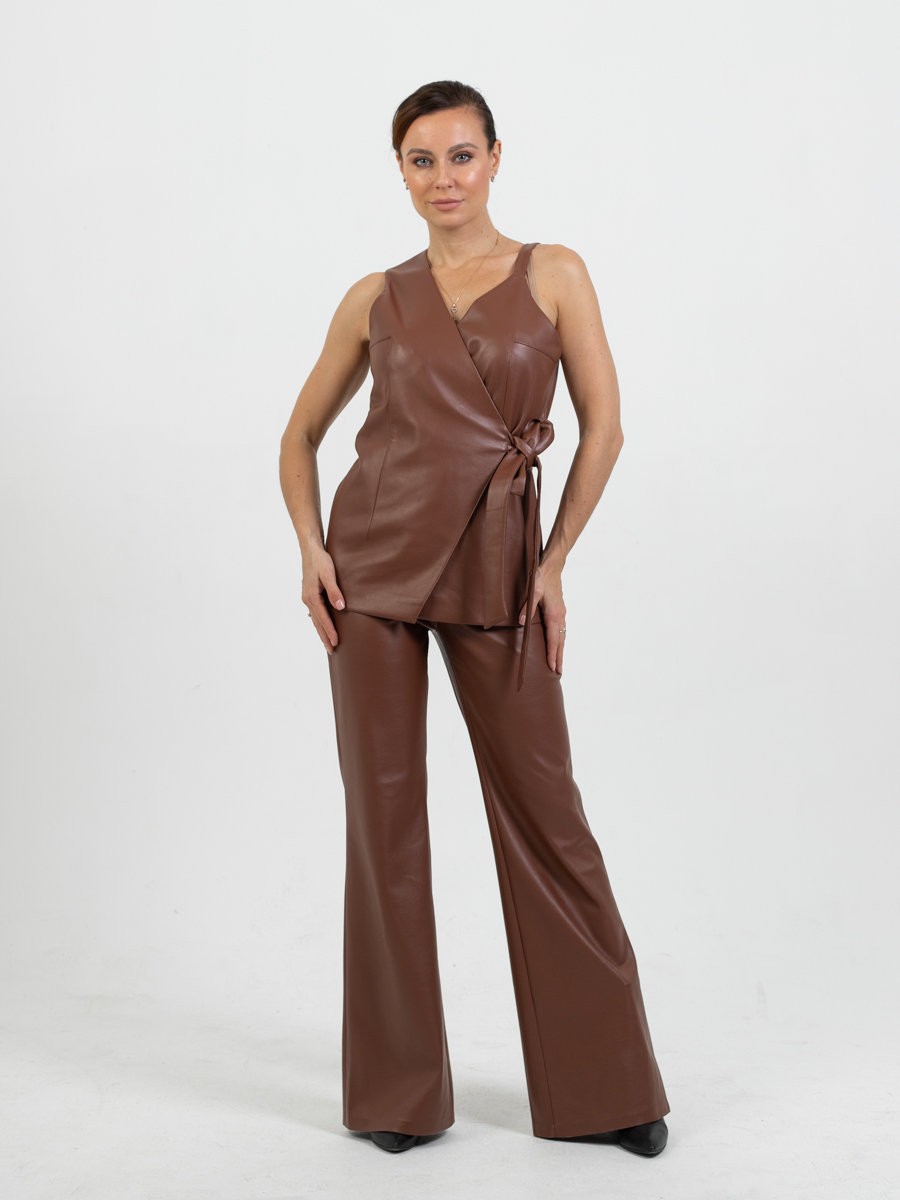Женская одежда, брюки из экокожи, артикул: 4470-0474, Цвет: коричневый,  Фабрика Трика, фото №1