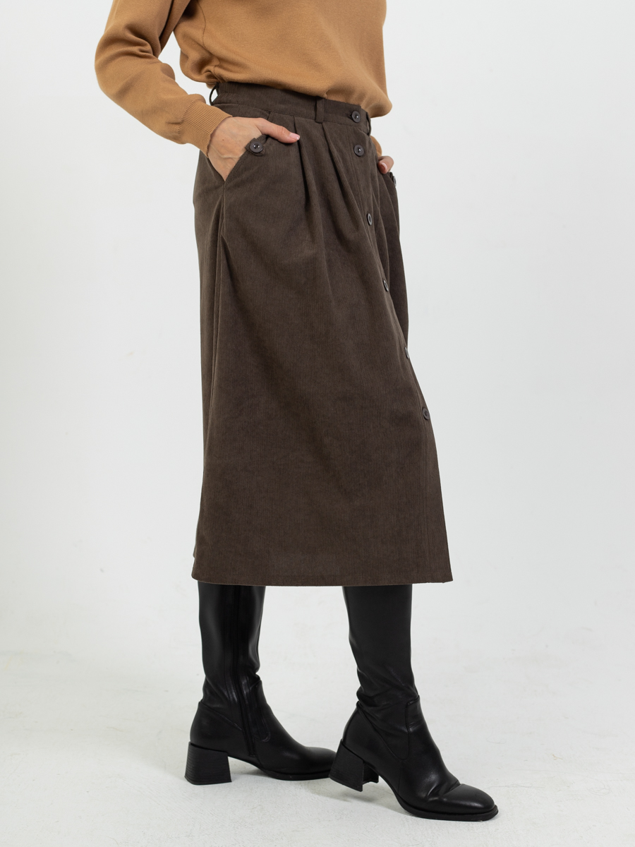 Женская одежда, вельветовая юбка, артикул: 1029-0848, Цвет: коричневый,  Фабрика Трика, фото №1