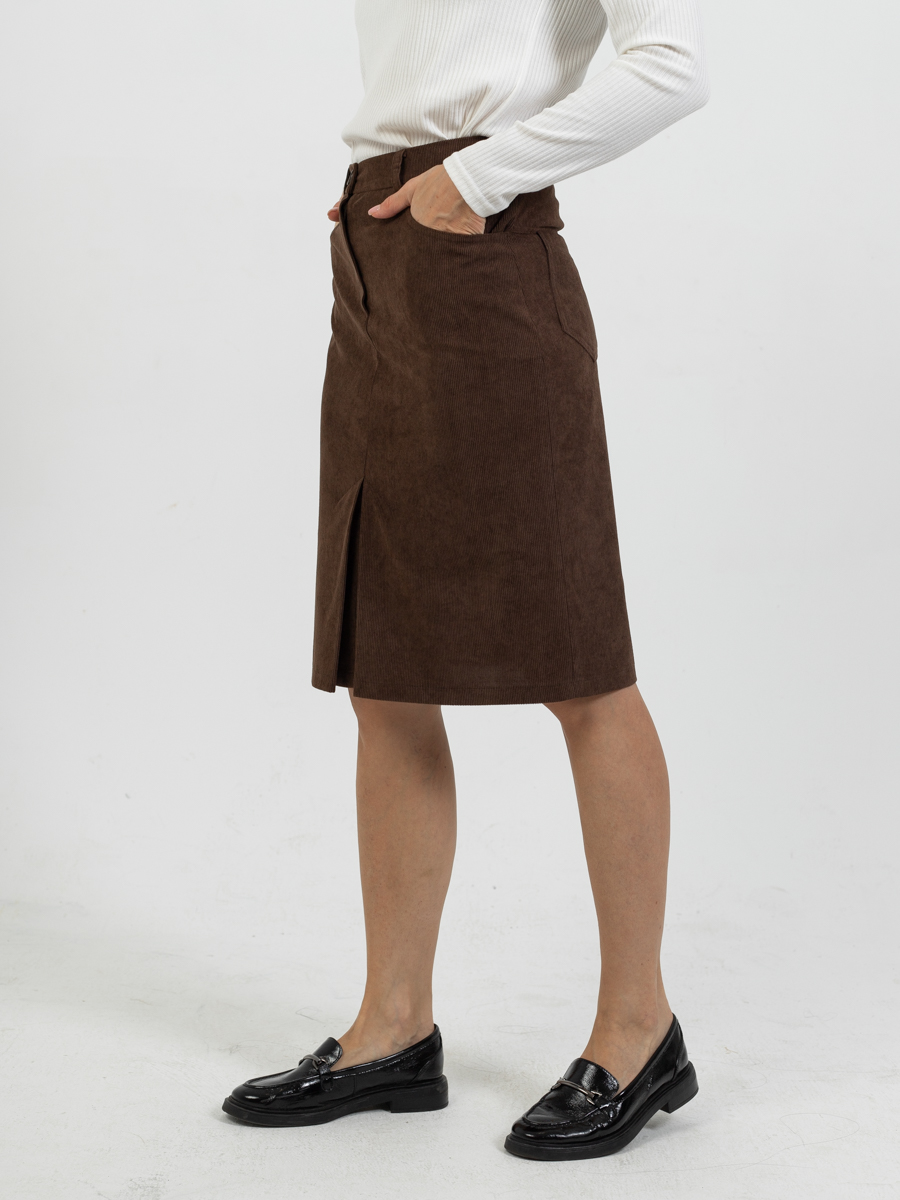 Женская одежда, вельветовая юбка, артикул: 843-0850, Цвет: коричневый,  Фабрика Трика, фото №1