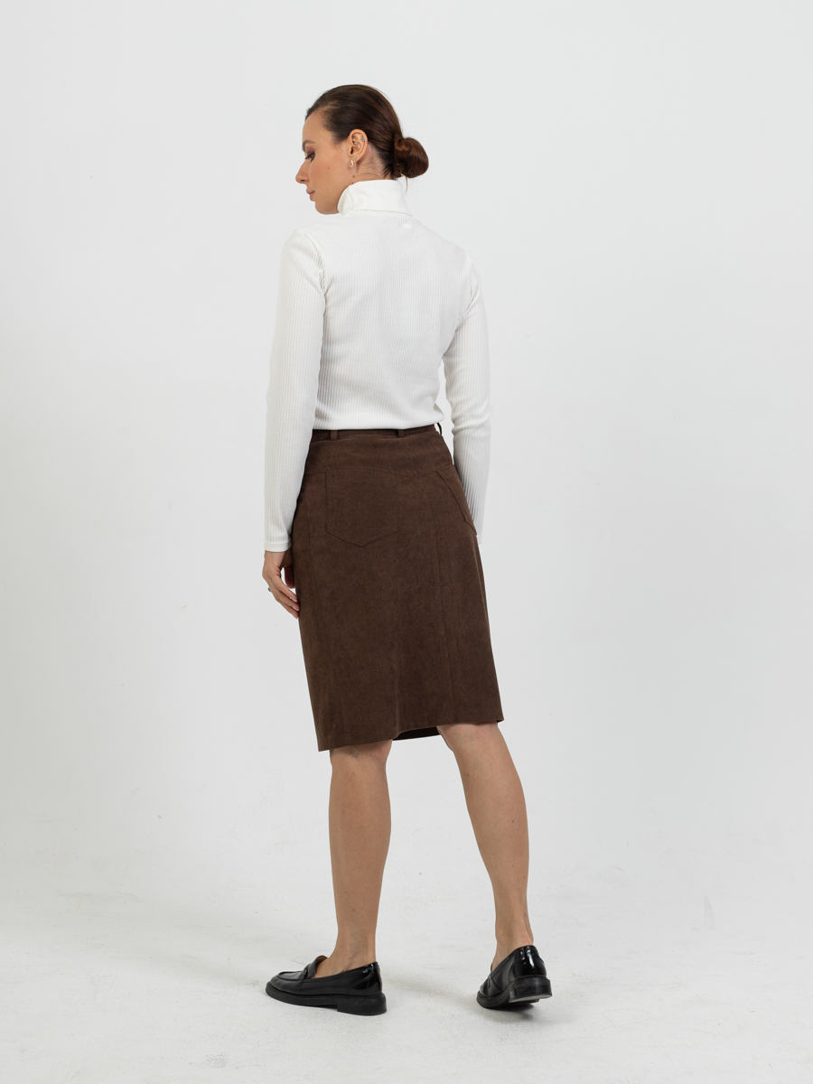 Женская одежда, вельветовая юбка, артикул: 843-0850, Цвет: коричневый,  Фабрика Трика, фото №1