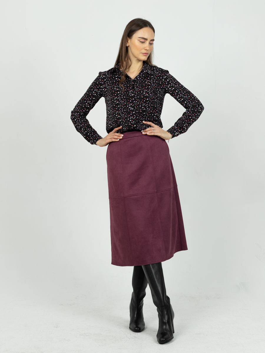 Женская одежда, замшевая юбка, артикул: 1056-0878, Цвет: Бордовый,  Фабрика Трика, фото №1