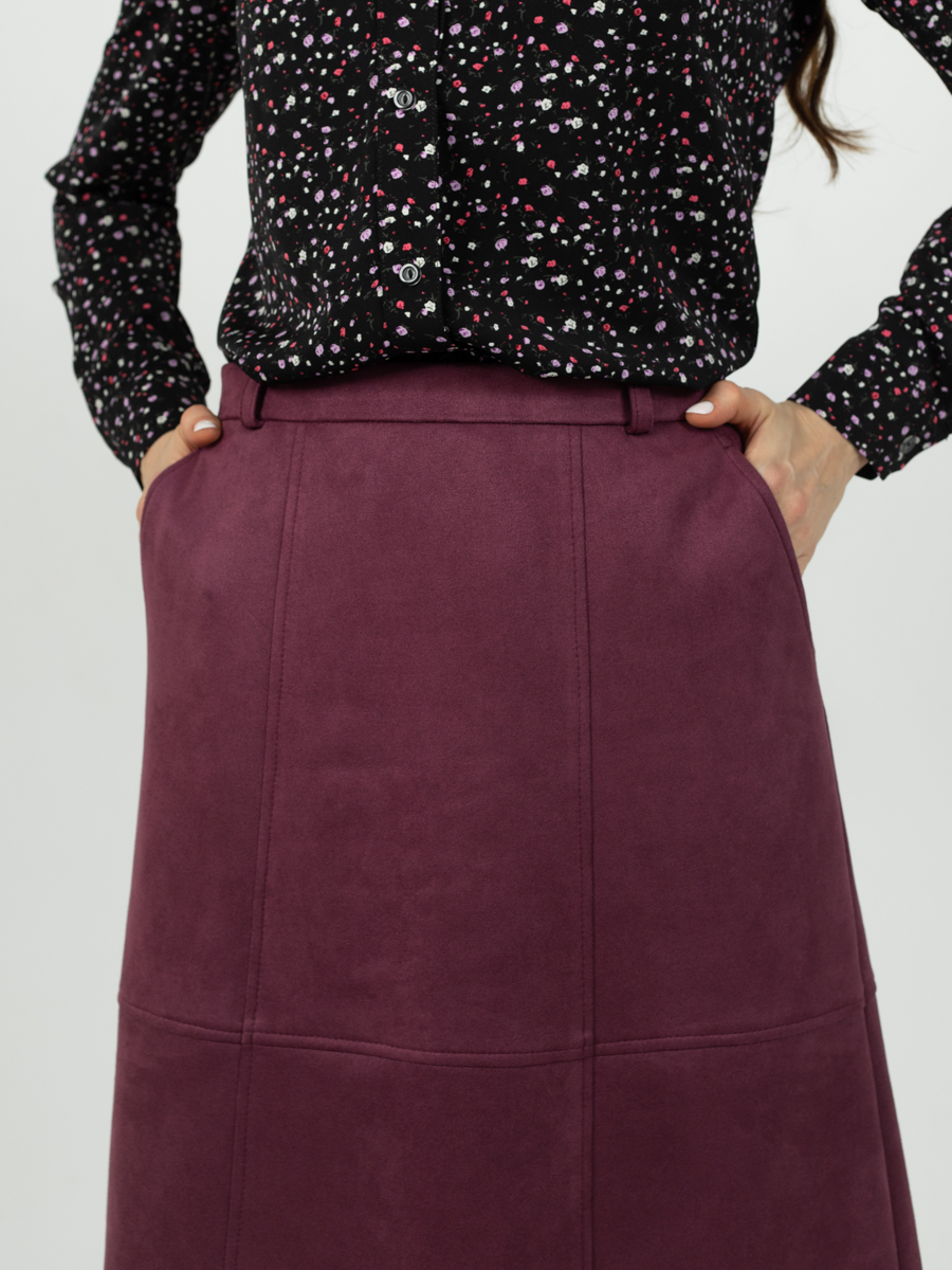 Женская одежда, замшевая юбка, артикул: 1056-0878, Цвет: Бордовый,  Фабрика Трика, фото №1