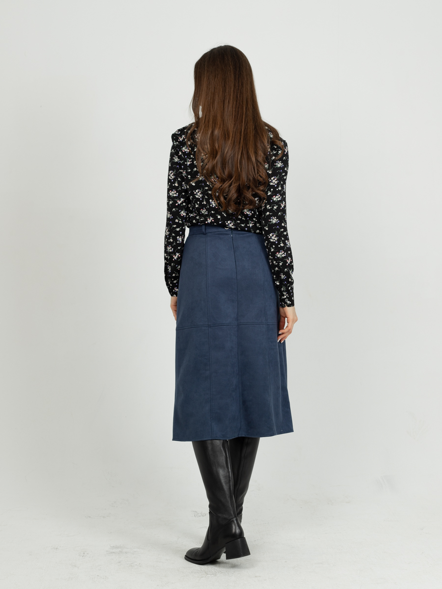 Женская одежда, замшевая юбка, артикул: 1056-0879, Цвет: синий,  Фабрика Трика, фото №1