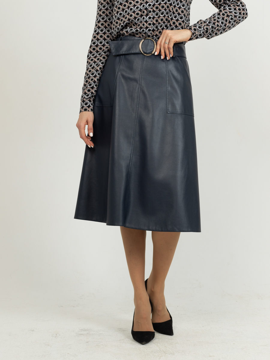 Женская одежда, юбка из экокожи, артикул: 1066-0604, Цвет: синий,  Фабрика Трика, фото №1
