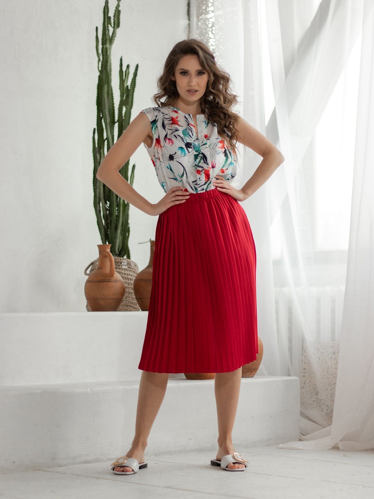 Женская одежда, юбка, артикул: 807-0782, Цвет: красный,  Фабрика Трика, фото №1