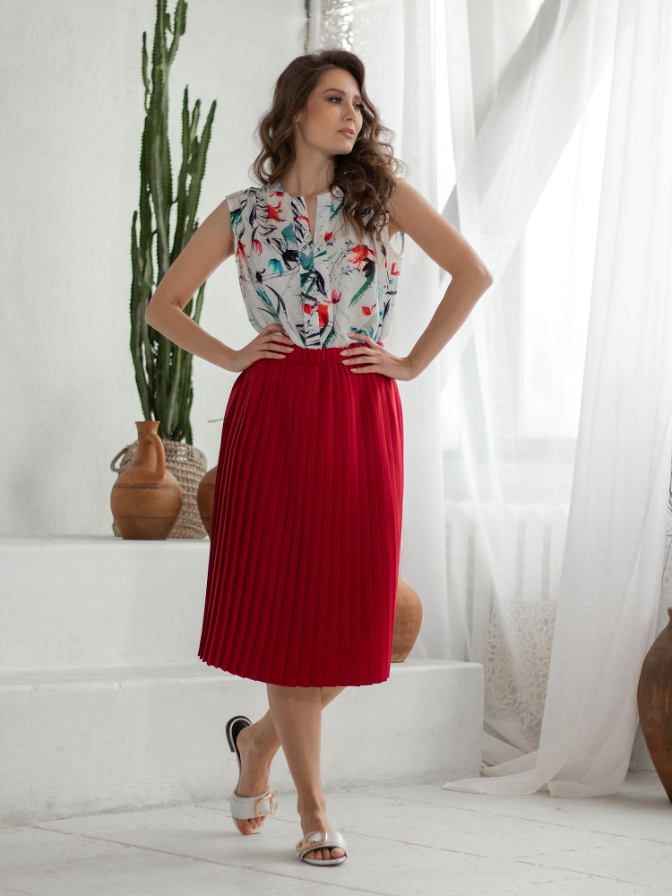Женская одежда, юбка, артикул: 807-0782, Цвет: красный,  Фабрика Трика, фото №1
