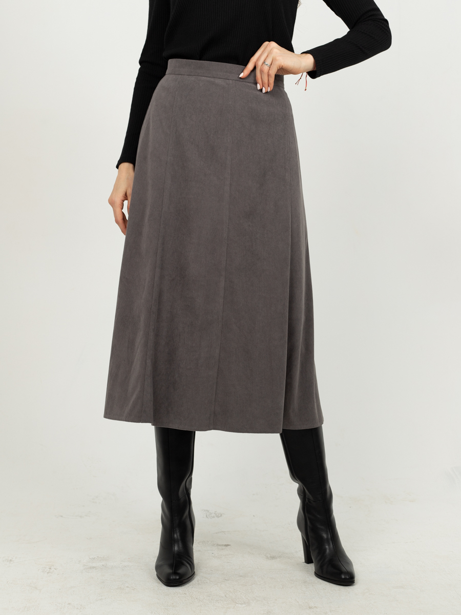 Женская одежда, вельветовая юбка, артикул: 1035-0847, Цвет: серый,  Фабрика Трика, фото №1