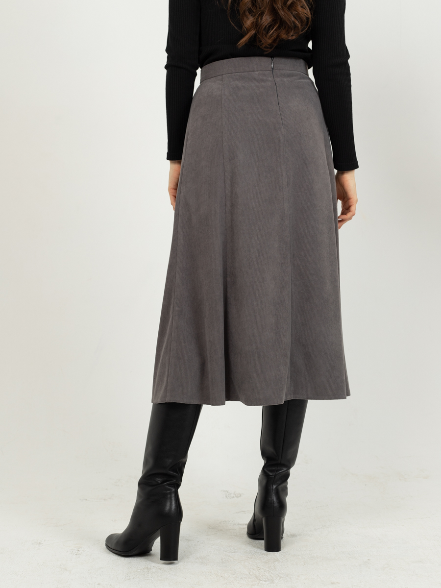 Женская одежда, вельветовая юбка, артикул: 1035-0847, Цвет: серый,  Фабрика Трика, фото №1