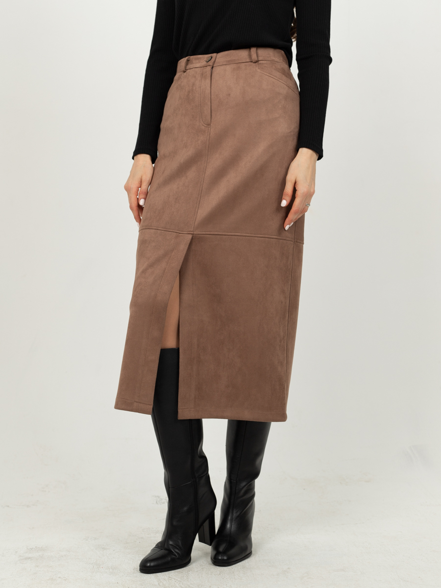 Женская одежда, замшевая юбка, артикул: 1071-0891, Цвет: бежевый,  Фабрика Трика, фото №1