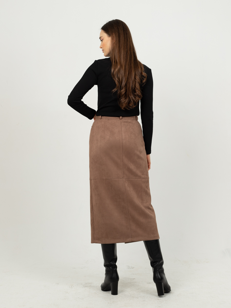 Женская одежда, замшевая юбка, артикул: 1071-0891, Цвет: бежевый,  Фабрика Трика, фото №1