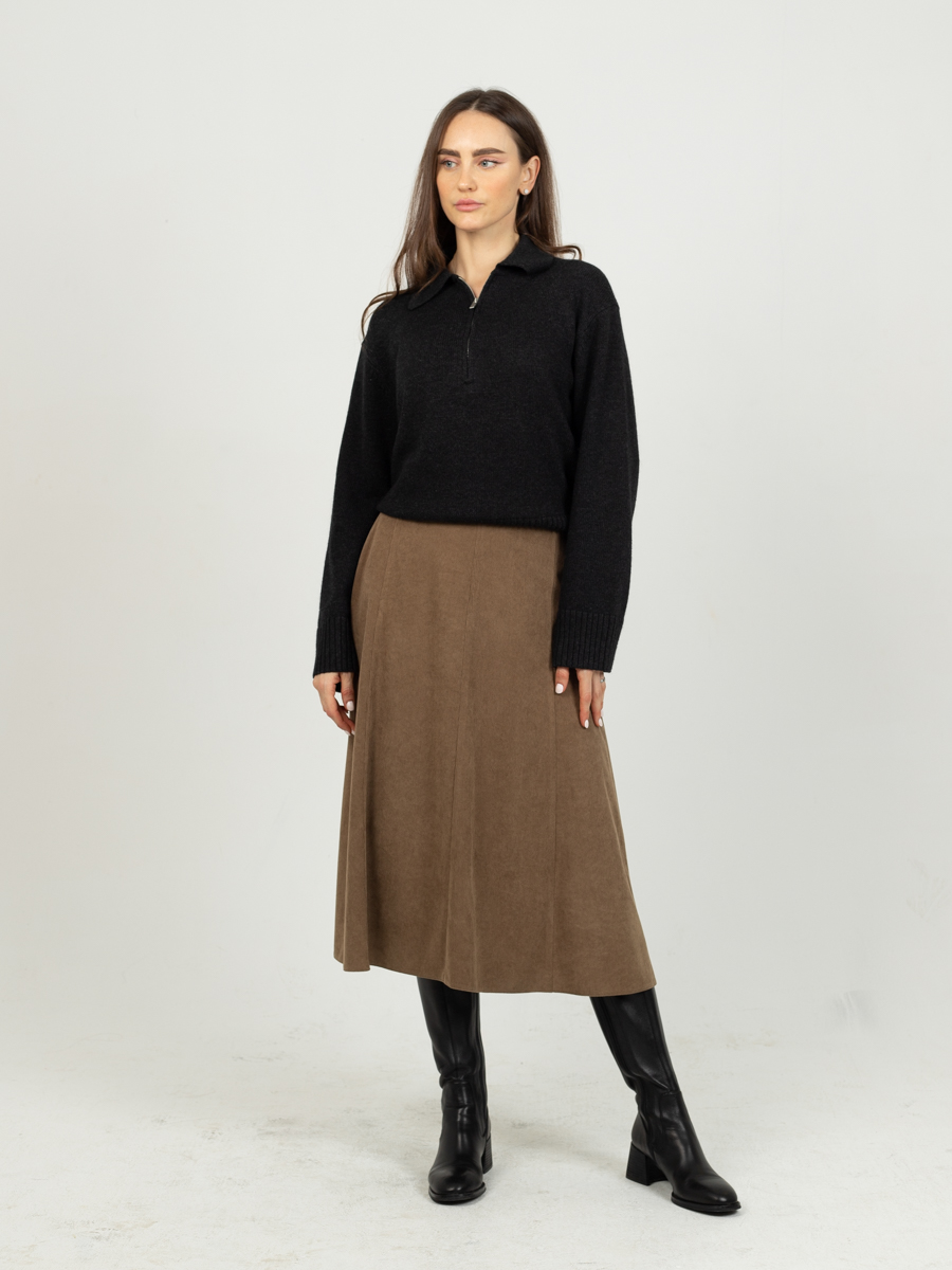 Женская одежда, вельветовая юбка, артикул: 1035-0873, Цвет: песочный,  Фабрика Трика, фото №1