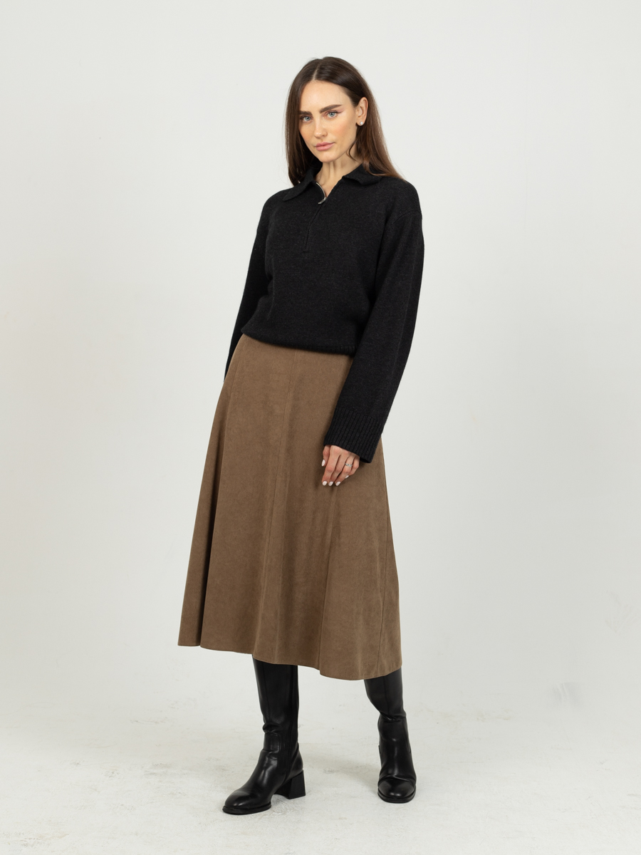 Женская одежда, вельветовая юбка, артикул: 1035-0873, Цвет: песочный,  Фабрика Трика, фото №1