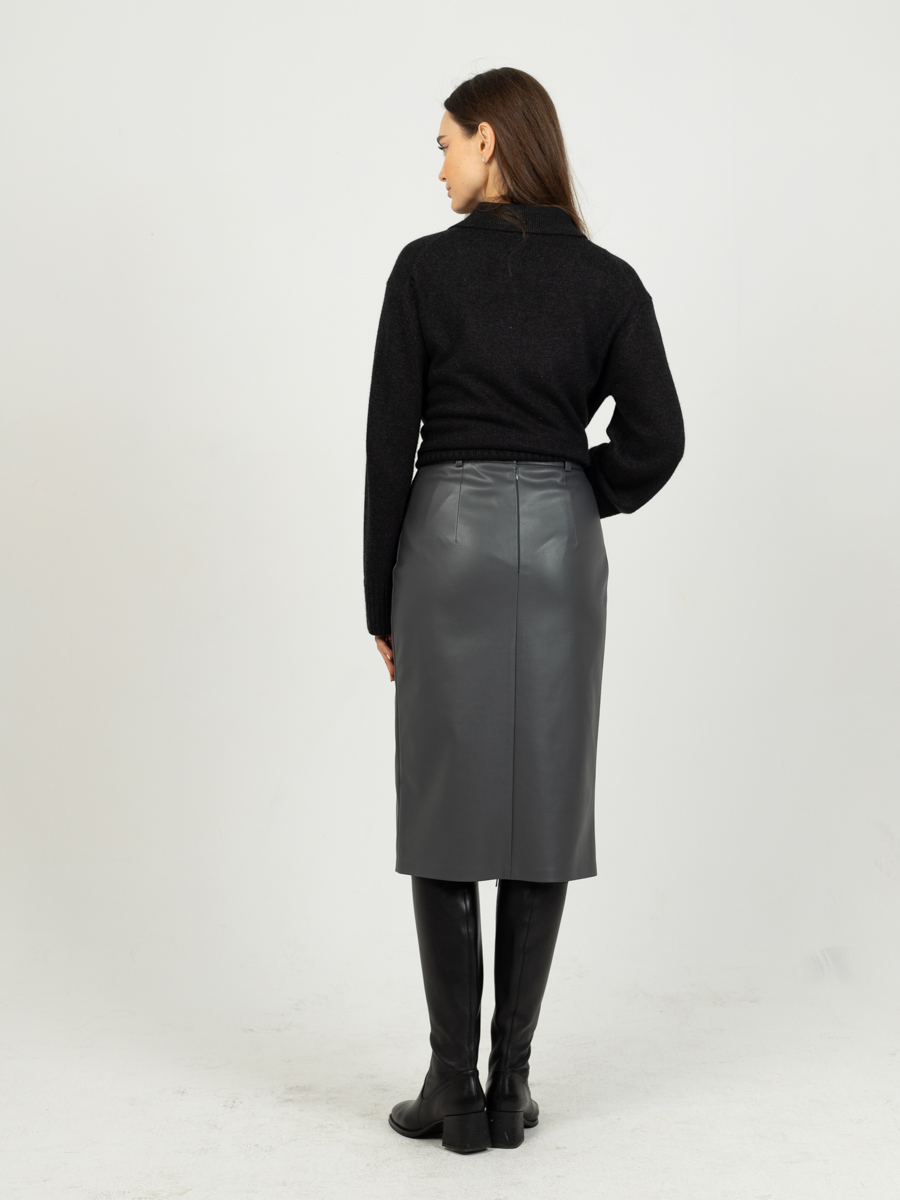 Женская одежда, юбка из экокожи, артикул: 1065-0870, Цвет: Графитовый,  Фабрика Трика, фото №1