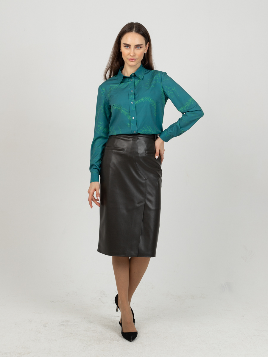 Женская одежда, юбка из экокожи, артикул: 1065-0819, Цвет: Хаки,  Фабрика Трика, фото №1