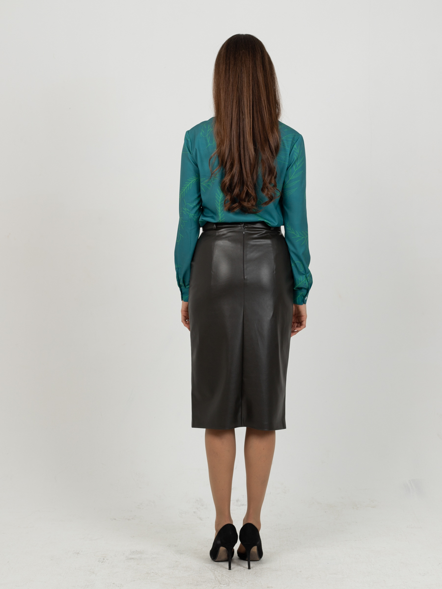 Женская одежда, юбка из экокожи, артикул: 1065-0819, Цвет: Хаки,  Фабрика Трика, фото №1